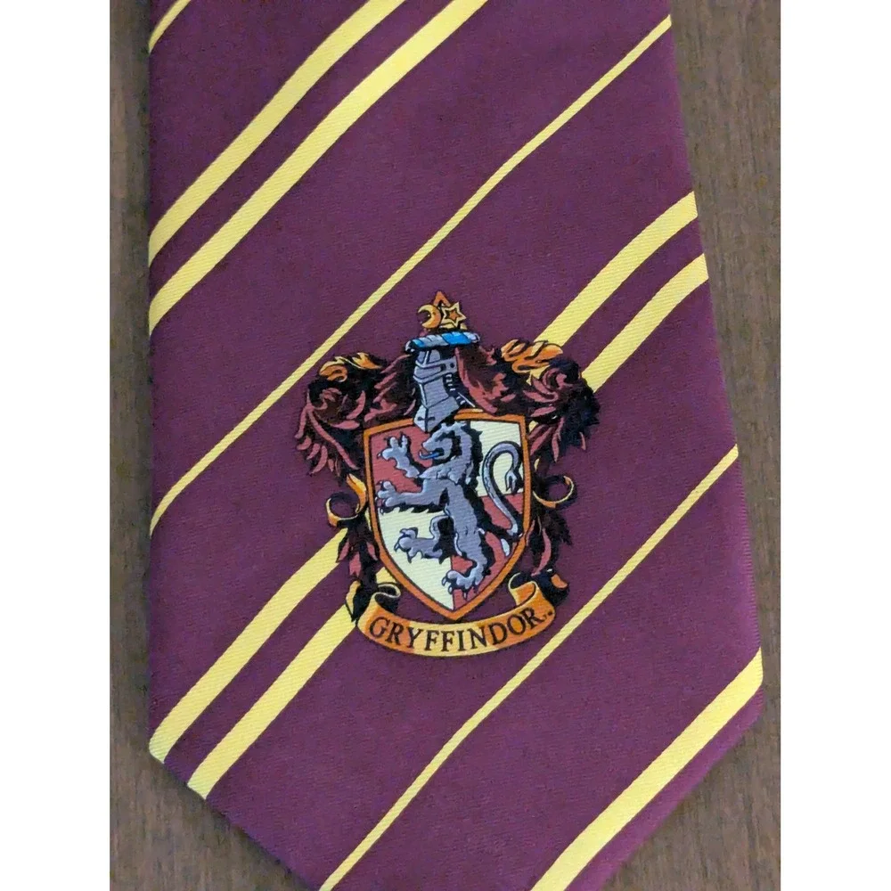 Harry Potter Gryffindor Necktie Burgundy Gold Striped House Crest Men's Tie
